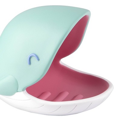Whale Shaped Blue and Pink Plastic Kids' Soap Dish