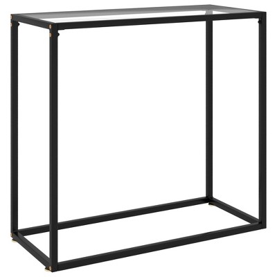 vidaXL Console Table Transparent, Black Toughened Glass, Powder-Coated Steel