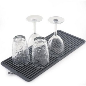 Norpro 18.5" x 8" Silicone Dish Drying Drain Mat - Grey - 1 of 4