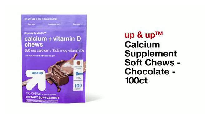 Calcium Supplement Soft Chews - Chocolate - 100ct - up &#38; up&#8482;, 2 of 5, play video
