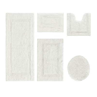 Lux Premium 100% Cotton Tufted Solid Reversible 5 PC Bath Rug Set – Ultra-Soft, Water-Absorbent, Durable, Machine Washable Bathroom Rug