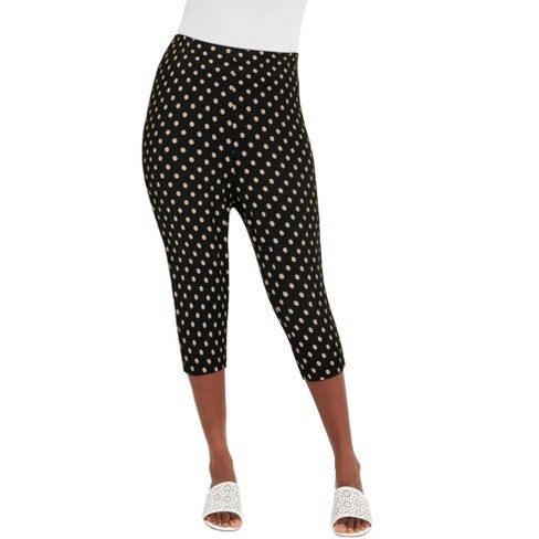 Jessica London Women's Plus Size Everyday Capri Legging, 30/32 - New Khaki  Mini Dot : Target