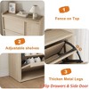 Shoe Cabinet with 2/3/4/6 Flip Drawers/ with 3 Flip Drawers & Side Door, Wooden Shoe Organizer w/Adjustable Shelf, Shoe Storage for Entryway - 3 of 4
