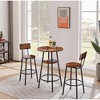 Round bar stool set with shelves, stool with backrest Rustic Brown, 23.6'' Dia x 35.4'' H(Rustic Brown) - 2 of 4