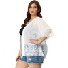 Agnes Orinda Women's Plus Size Lace Panel Texture Printed Boho Cardigans - 4 of 4