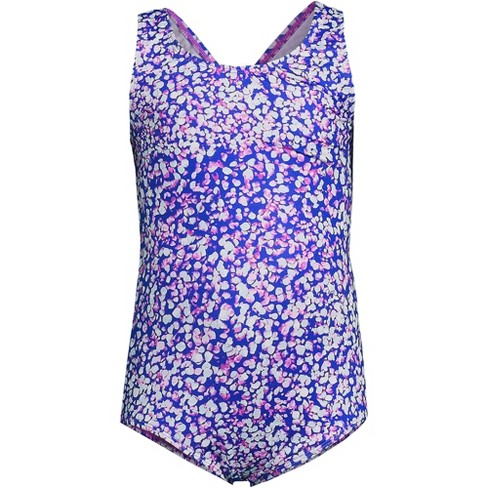 Girls' Tropical Charm Leaf Printed One Piece Rash Guard Swimsuit