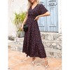 Coolmee Women's Summer Maxi Dress Casual Flutter Short Sleeve Boho Floral V Neck Smocked Tiered Long Sundresses - 4 of 4