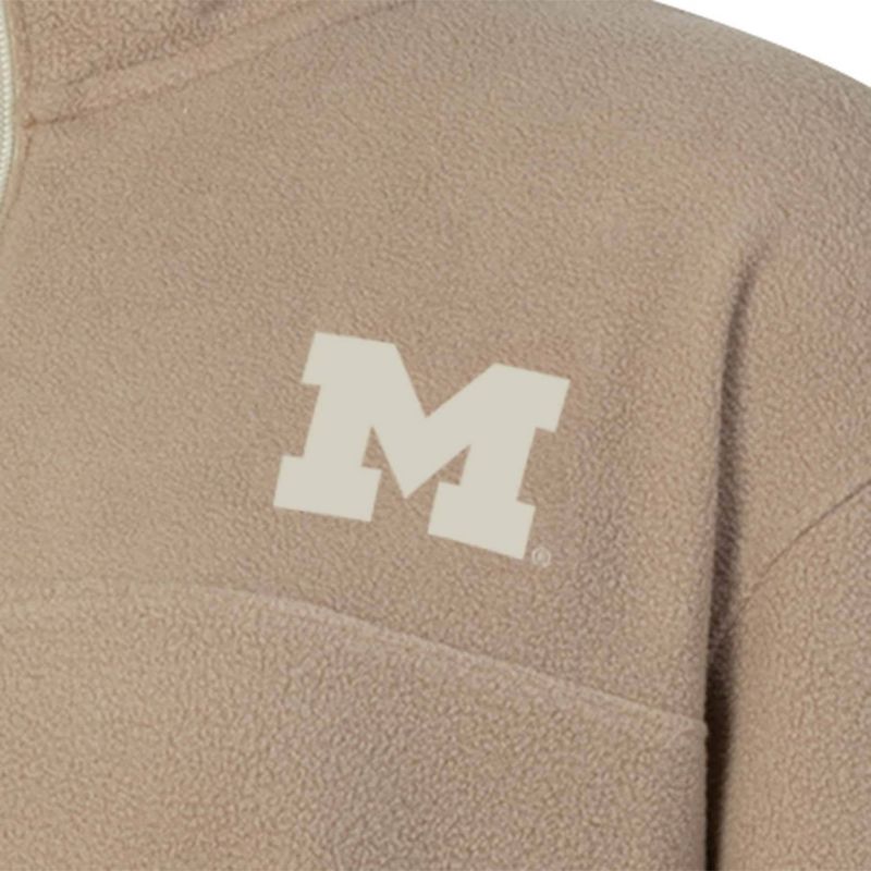 NCAA Michigan Wolverines Women&#39;s 1/4 Zip Sand Fleece Sweatshirt, 3 of 4