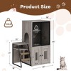 Cat Litter Box Furniture Enclosure with Hammock and Scratching Posts, Magnetic Door Cat Toilet, Wooden Dual Hidden Litter Box with Multi-Level - 4 of 4