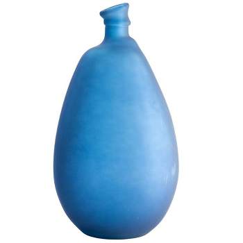 VivaTerra Recycled 19" Tall Frosted Glass Balloon Vase - Navy