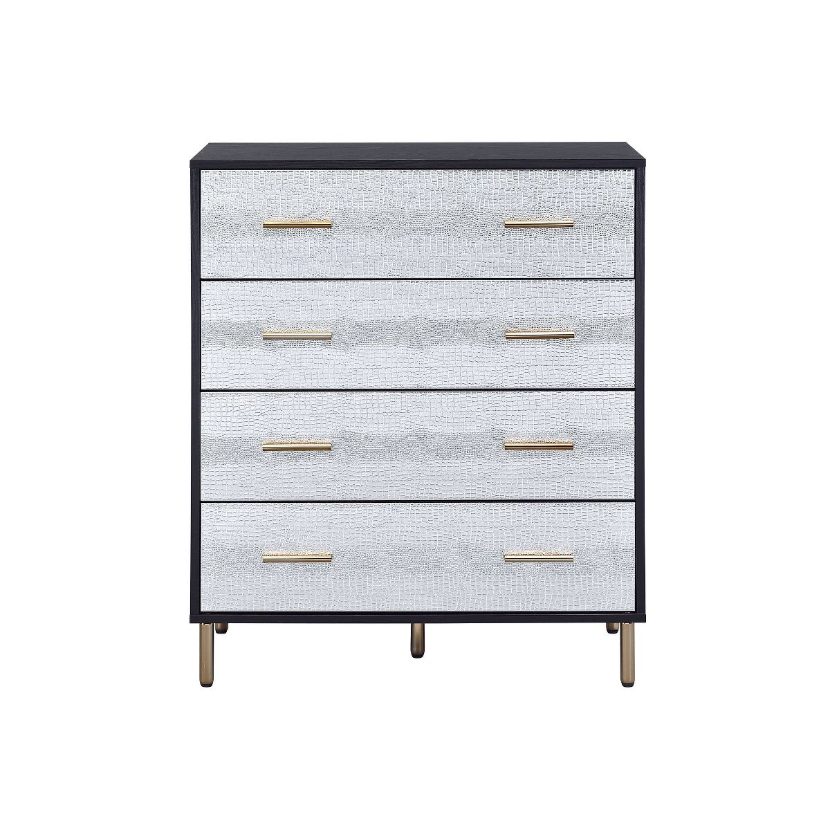 32" Myles Decorative Storage Drawer Black, Silver and Gold Finish - Acme Furniture: Elegant 5-Drawer Chest, Wood Composite, No Assembly Required - thumbnail 2