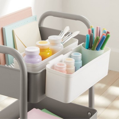 White Long Utility Cart Divider Cups Set of 2