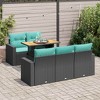 vidaXL Patio Sofa Set with Cushions Table and Seat Modules 6 Piece Poly Rattan - Black - 2 of 4