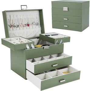 PU Leather Jewelry Organizer Box in Champagne, Gift for Valentine's Day, Birthday, Mother's Day, Christmas - 1 of 4