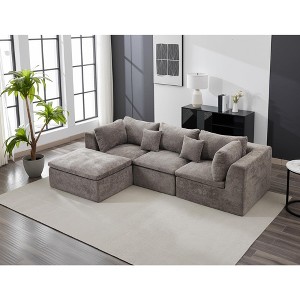 140" Cloud Sectional Couches, Convertible l-Shape Boneless Couch with Ottoman, 5 Seater Modular Sectional Sofa - 1 of 4