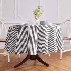 Solino Home Linen Stripe Round Tablecloth | Amalfi - 1 of 4