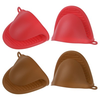 Unique Bargains Heat Resistant Kitchen Utensil Sets Silicone Oven Mitts 4 Pcs
