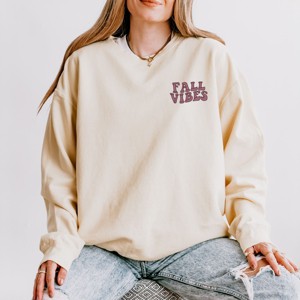 Simply Sage Market Embroidered Fall Vibes Retro Lightweight Garment Dyed Sweatshirt - 1 of 4