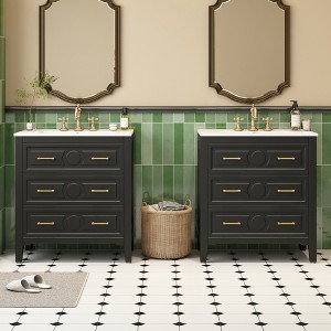 YOOCOZZ FreeStanding Bathroom Vanity with Ceramic Sink and 3 Drawers - 1 of 4