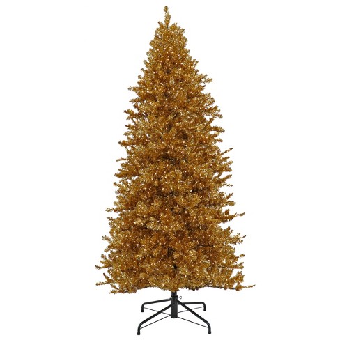 9' Prelit Led Gold Metallic Artificial Christmas Tree White Lights ...