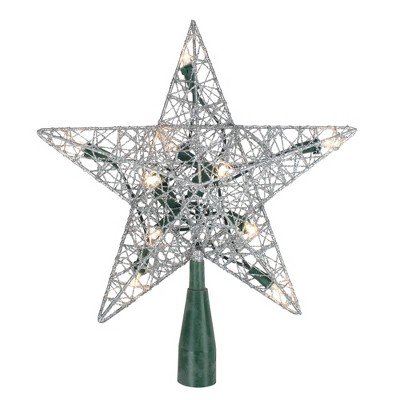 Northlight 9" Pre-Lit Silver Wire Star Christmas Tree Topper - White LED Lights