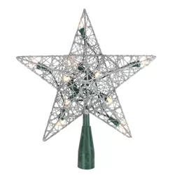 Northlight 9" Lighted Silver Wire Star Christmas Tree Topper - White LED Lights