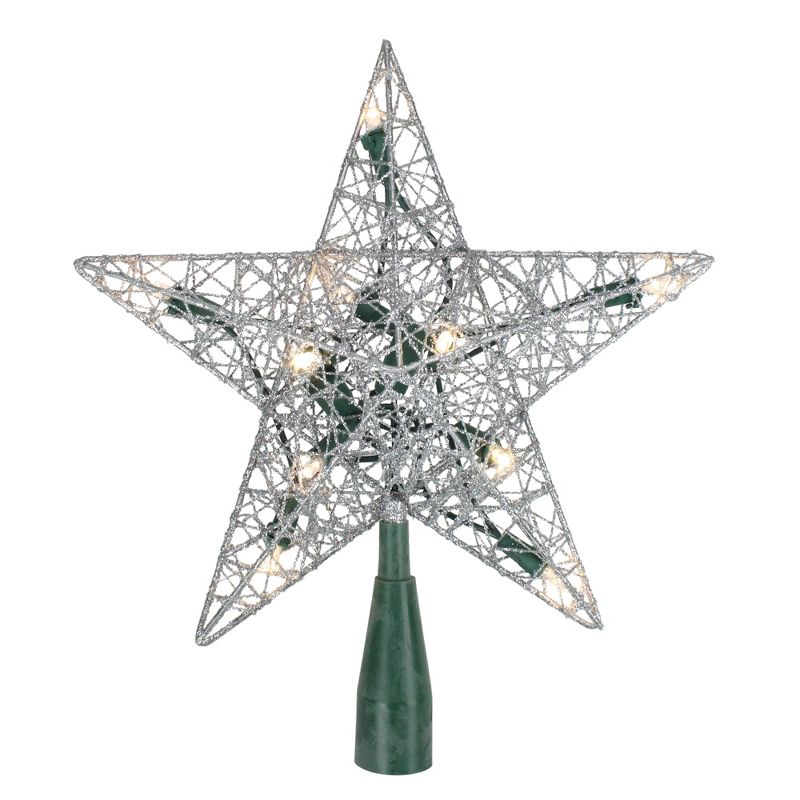 Northlight 9" Lighted Silver Wire Star Christmas Tree Topper - White LED Lights, 2 of 4