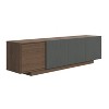 Nexera Riva TV Stand for TVs up to 80" Walnut & Black: Modern Console with Doors, Wood Composite, 100 lbs Capacity - 2 of 4