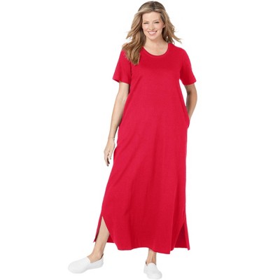 Woman Within Plus Size Perfect Short-Sleeve Scoopneck Maxi Tee Dress