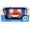 1966 Volkswagen Classic Beetle with Rear Luggage Rack Orange 1/24 Diecast Model Car by Motormax - 3 of 3