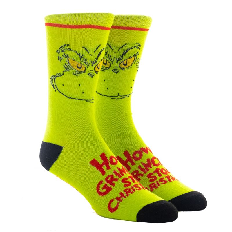 Dr Seuss The Grinch Christmas Crew socks Set for Men 3-Pack, 3 of 7