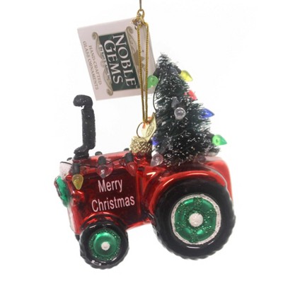 Noble Gems Tractor With  Tree Ornament Merry Christmas  -  Tree Ornaments