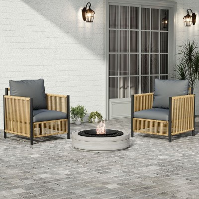 Suki Multi-piece PE Wicker Patio Conversation Set, Patio Seating Sets with Cushions, Outdoor Furniture- Maison Boucle