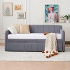 KTMBDW Daybed with Trundle, Twin Size Pull-Point Sofa Bed Frame with Trundle and Storage Pockets, Upholstered Daybed for Bedroom, Living Room - 2 of 4