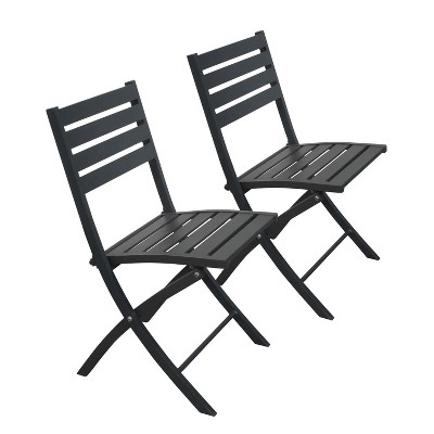 18.39'' Outdoor Folding Chair Set of 2 All Weather Aluminum Patio Chairs