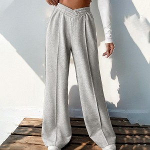 Womens Pants Casual V Waist High Rise Wide Leg Sweatpants Long Pants - 1 of 3