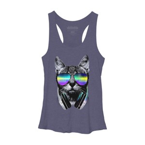 Women's Design By Humans Music Lover Cat By clingcling Racerback Tank Top - 1 of 3