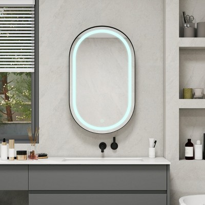 Bathroom Cabinets For Wall, Bathroom Cabinets With Mirror, Wall Cabinets With Led-Lit Makeup Mirror With 3 Adjustable Light Colors-Cuddlewood
