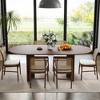 Lirago V Leg Oval Walnut Dining Table Modern Minimalist Design Sturdy 150lb Weight Capacity 67" L x 33.5" W x 30" H - 4 of 4