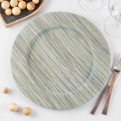 Set of 4 Round Turquoise Water Hyacinth Charger Plates