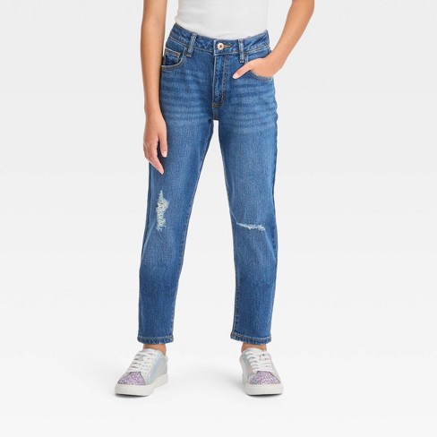 Girls' High-rise Tapered Cropped Jeans - Art Class™ Medium Wash Blue 10  Plus : Target