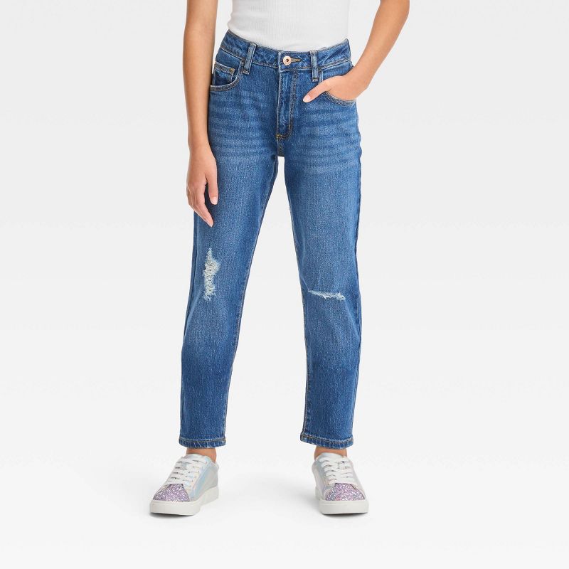 Girls' High-Rise Tapered Cropped Jeans - art class™, 1 of 5