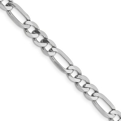 Black Bow Jewelry Men's 6mm, 14k White Gold, Flat Figaro Chain Necklace