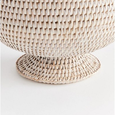 White Scalloped Handmade Rattan Footed Planter