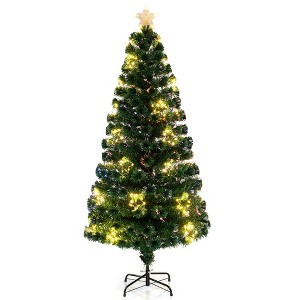 Tangkula 4/5/6/7 FT Artificial Xmas Tree w/ 270 Branch Tips 509 Warm White LED Lights - 1 of 4