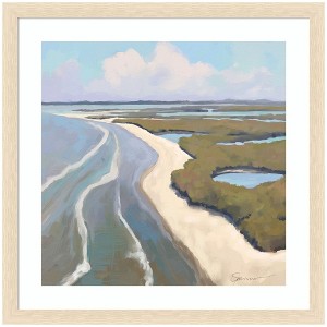 Kate and Laurel Framed Art coastal visions by Mary Sparrow, 26x26, Woodgrain Stripe Blonde - 1 of 4