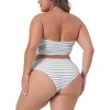 Agnes Orinda Women's Plus Size Two Pieces Bandeau Stripe Off Shoulder High Waist Bikini Sets - 4 of 4