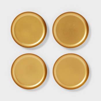 4pk Small Gold Powder Coated Metal Plates Candle Holders - Room Essentials™