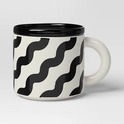 17 fl oz Squiggly Print Mug Black/White - Room Essentials™