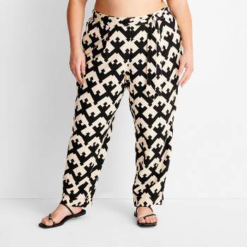 Women's Geo Print High-Waisted Tie-Front Trousers - Future Collective™ with Jenny K. Lopez Black/Cream